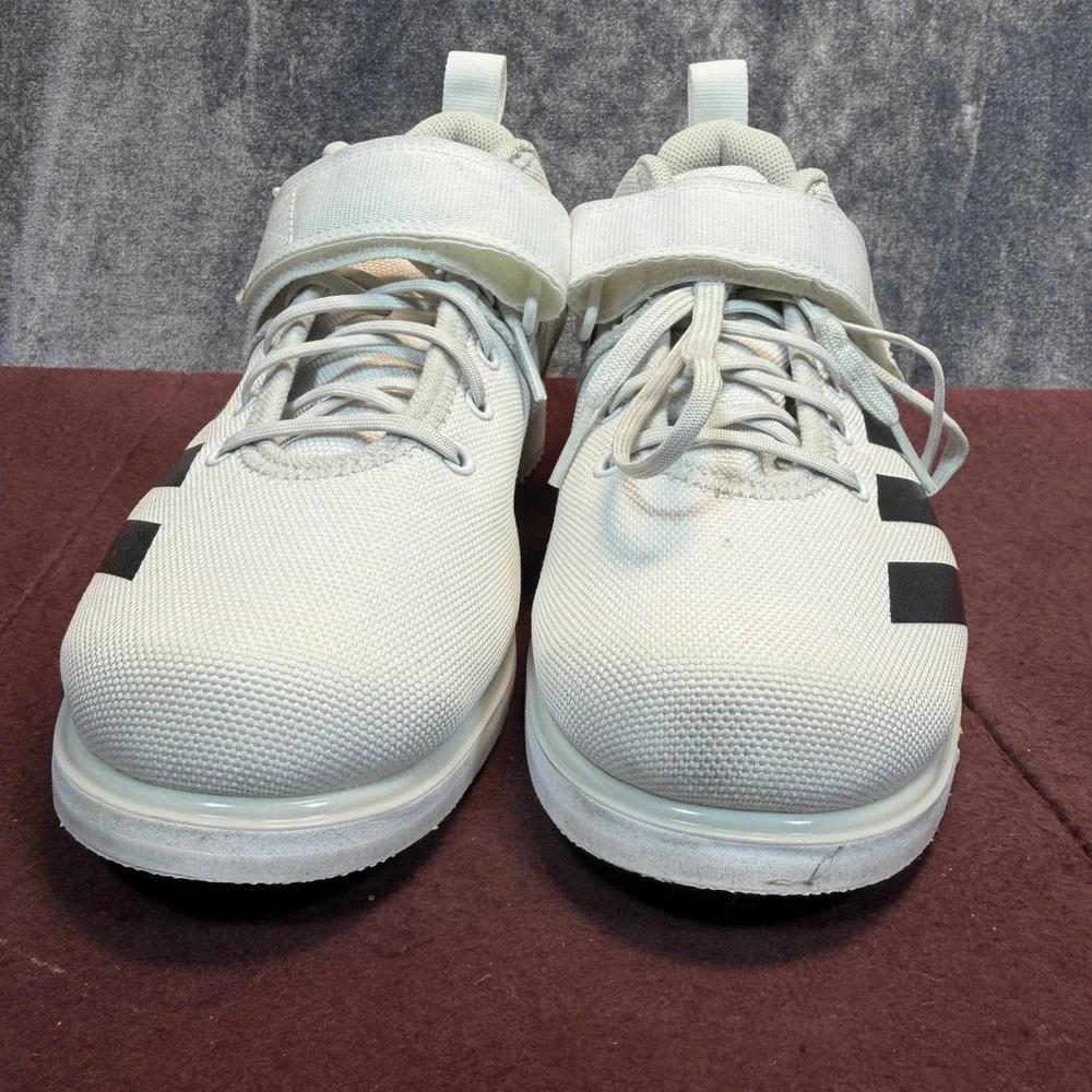 Adidas Powerlift 5 Mens White Athletic Weightlifting Shoes Size 8 Gym Training